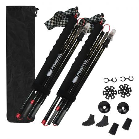 Bâtons de randonnée pliables en fibre de carbone, 5 sections, légers et portables, 110/120/130 cm