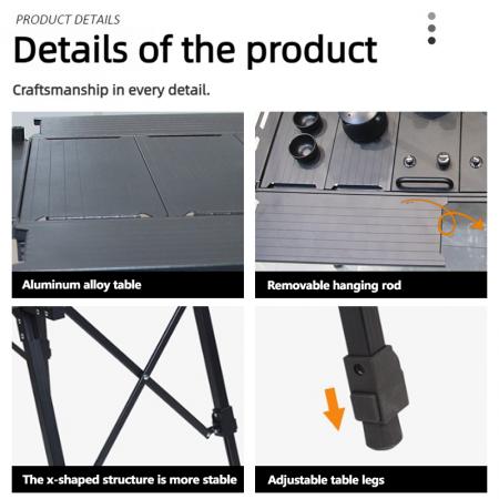 Table de camping pliable et modulaire IGT pour cuisiner en extérieur, idéale pour le jardin, la randonnée, les pique-niques et les repas en plein air.