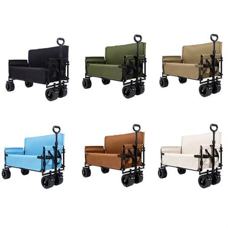 Chariot utilitaire pliable et robuste, idéal pour la plage et les voyages. Grande capacité de chargement. 