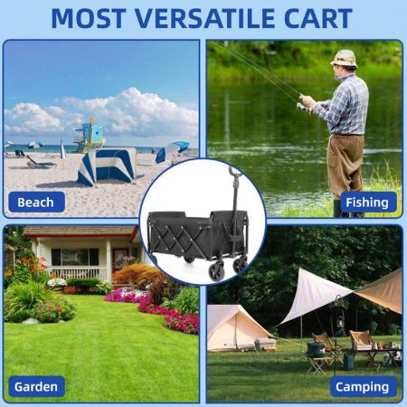 Chariot de jardin pliable et robuste avec cadre en acier inoxydable, personnalisable (OEM) 