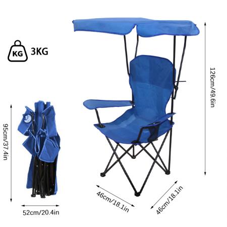 Mobilier de plein air en gros, accessoires de camping, chaise de plage légère et pliable avec porte-gobelet et pare-soleil 