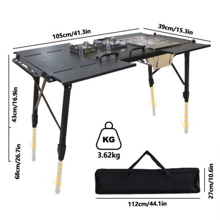 Table de camping pliable et modulaire IGT pour cuisiner en extérieur, idéale pour le jardin, la randonnée, les pique-niques et les repas en plein air.