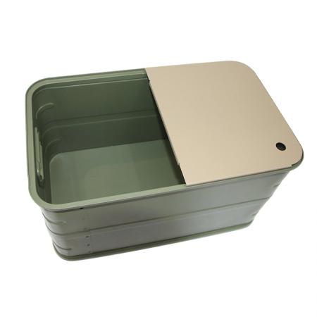 Boîte de rangement de camping en aluminium à grande capacité, empilable et étanche, pour voyage ou voiture.