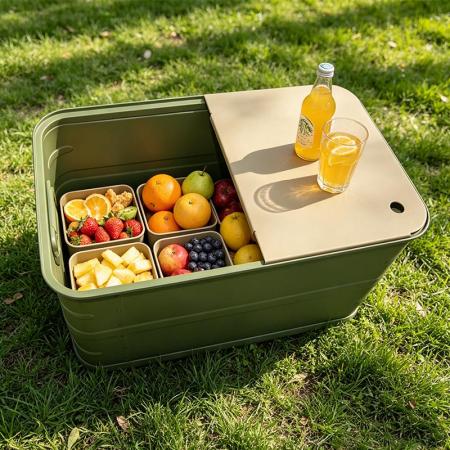Boîte de rangement de camping en aluminium à grande capacité, empilable et étanche, pour voyage ou voiture.