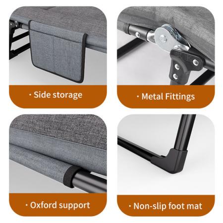 Lit de camp pliable et multifonctionnel portable Outdoor Park à 4 pieds avec cadre en acier et revêtement en poudre 