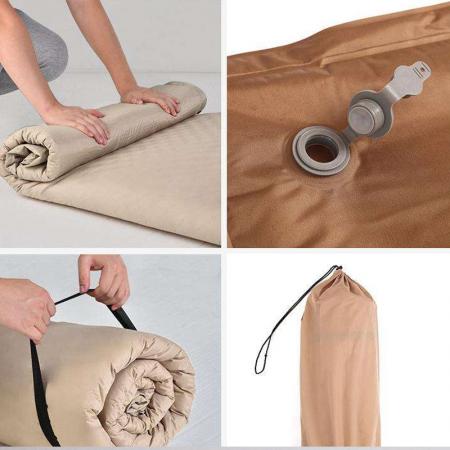 Matelas gonflable portable pliable, double épaisseur, autogonflant et résistant à l'humidité, pour une utilisation en extérieur 