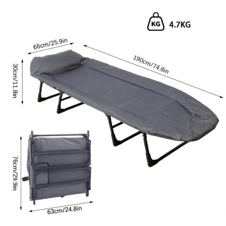 Lit de camp pliable et multifonctionnel portable Outdoor Park à 4 pieds avec cadre en acier et revêtement en poudre 