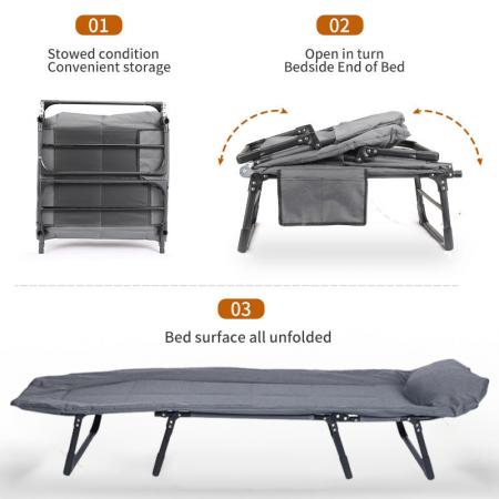 Lit de camp pliable et multifonctionnel portable Outdoor Park à 4 pieds avec cadre en acier et revêtement en poudre 