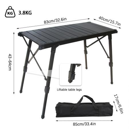 Table pliante ultralégère portable en alliage d'aluminium pour rouleaux d'œufs, multifonctionnelle, pour le camping. 
