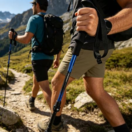 Bâtons de trekking ultralégers unisexes en carbone avec poignée EVA, pliables et portables, pour l'escalade et la randonnée. 