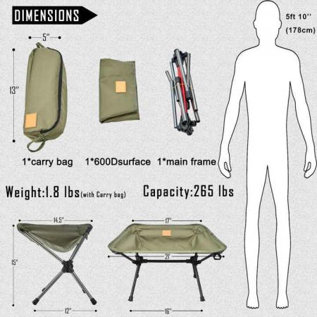 Tabouret de camping mini ultraléger et portable en alliage d'aluminium, idéal pour les pique-niques, la randonnée et la pêche. Vente en gros. 