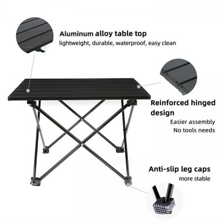 Table de camping pliante ultralégère avec sac de transport, table de camping portable
