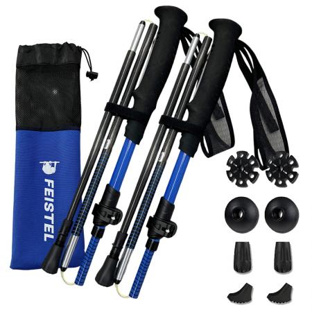 Bâtons de trekking ultralégers unisexes en carbone avec poignée EVA, pliables et portables, pour l'escalade et la randonnée. 