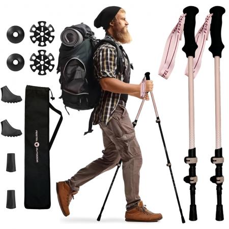 Bâton de trekking télescopique ultraléger en fibre de carbone 3K, 3 sections, sur mesure