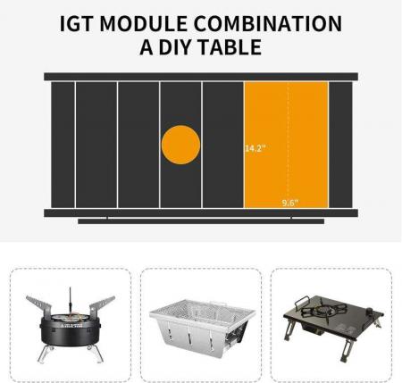 Table de camping pliante IGT Modern, légère et portable, en aluminium avec sac de transport. 