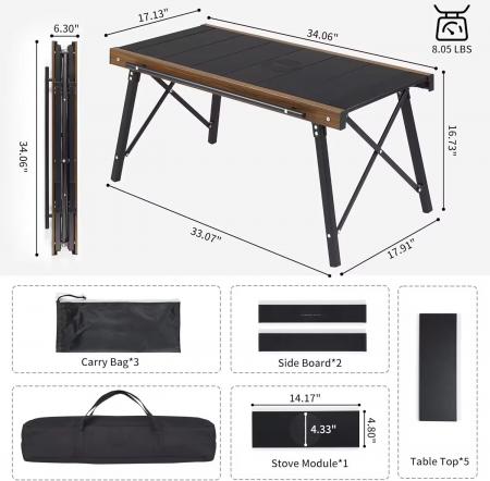 Table de camping pliante IGT Modern, légère et portable, en aluminium avec sac de transport. 