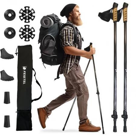 Bâton de course en carbone Alpenstock, ultraléger et facile à plier, pour la randonnée sportive, le trekking et l'escalade 