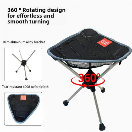 Tabouret trépied pliant haut en acier portable pour camping et randonnée, tissu Oxford 600D