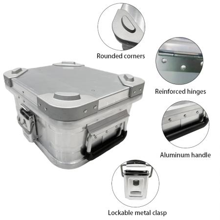 Boîte de rangement en aluminium robuste pour camping, étanche, anti-poussière, avec étui rigide de protection, boîte de rangement en métal 