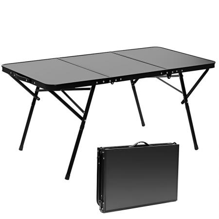 Nouvelle table de camping carrée pour barbecue en plein air de randonnée, en métal et aluminium, pliable, noire, table de plage 