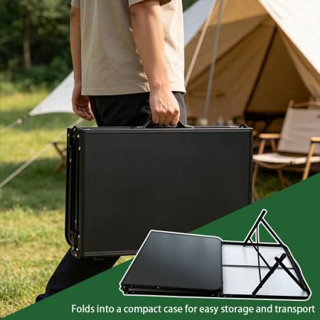 Nouvelle table de camping carrée pour barbecue en plein air de randonnée, en métal et aluminium, pliable, noire, table de plage 