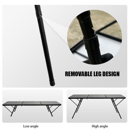 Nouvelle table de camping carrée pour barbecue en plein air de randonnée, en métal et aluminium, pliable, noire, table de plage 