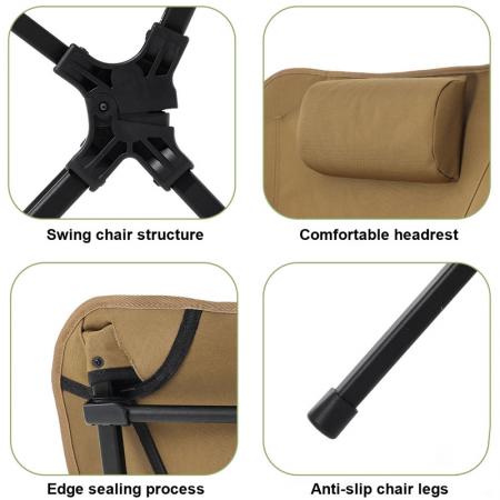 Chaise pliante en alliage d'aluminium à dossier haut et grande capacité de charge pour camping et pêche 