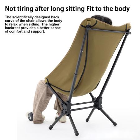 Chaise pliante en alliage d'aluminium à dossier haut et grande capacité de charge pour camping et pêche 
