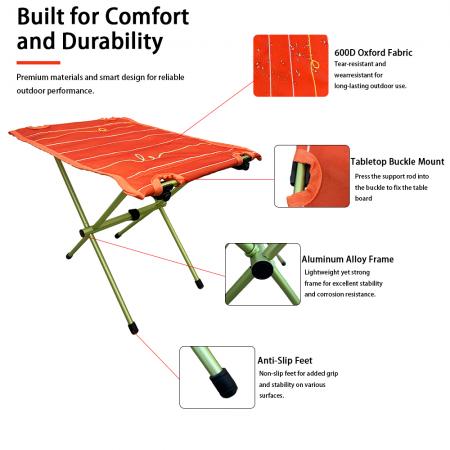 Meuble d'extérieur portable, chaise lune de camping, ensemble trois pièces moderne de table et chaise pliantes en aluminium et tissu Oxford 