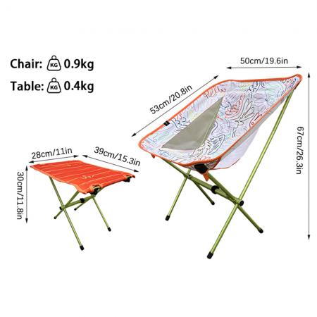 Meuble d'extérieur portable, chaise lune de camping, ensemble trois pièces moderne de table et chaise pliantes en aluminium et tissu Oxford 