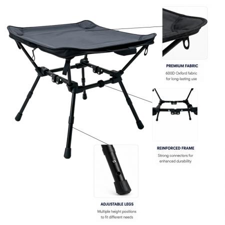 Mini tabouret de camping carré en aluminium, chaise pliante portable ultra-légère, table de camping compacte 2 en 1 