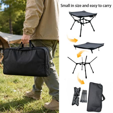 Mini tabouret de camping carré en aluminium, chaise pliante portable ultra-légère, table de camping compacte 2 en 1 
