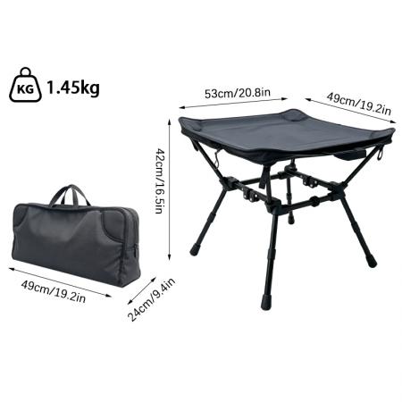 Mini tabouret de camping carré en aluminium, chaise pliante portable ultra-légère, table de camping compacte 2 en 1 