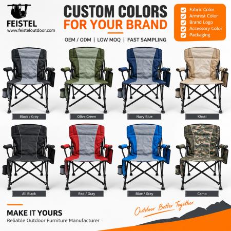 Chaise de camping pliante rembourrée de luxe – Chaise d'extérieur chauffante à haut dossier, PVC Oxford 600D, rembourrage en coton perlé, capacité de 150 kg, chauffage 5V/2A 