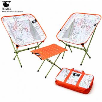 Ensemble de mobilier d'extérieur en aluminium 7075 avec 2 chaises lune et 1 table