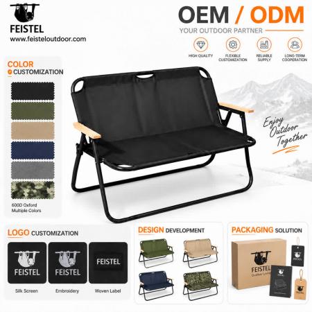 Chaise de camping d'extérieur 2 personnes pour couples – Canapé de camping 2 places pliable, structure en aluminium 7075, Oxford 600D, capacité de 250 kg 