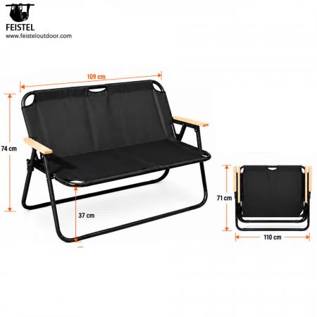 Chaise de camping d'extérieur 2 personnes pour couples – Canapé de camping 2 places pliable, structure en aluminium 7075, Oxford 600D, capacité de 250 kg 