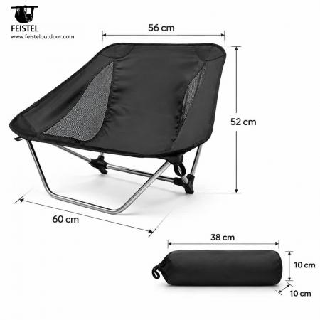 Chaise de camping sans pieds traditionnels – Chaise de randonnée ultra-légère à profil bas de 850 g, structure en aluminium 7075, Oxford 600D, capacité de 120 kg 