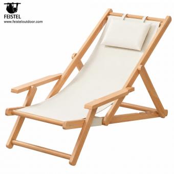 Chaise longue de plage inclinable en bois