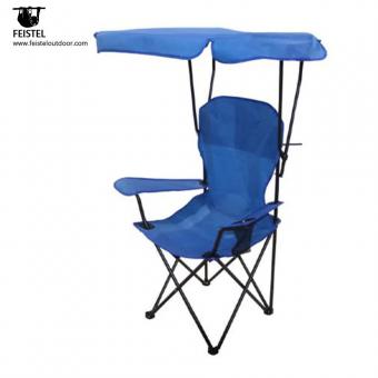 Chaise de pêche pliante de camping avec porte-gobelet et pare-soleil