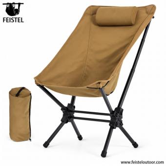Chaise de camping pliante à haut dossier avec repose-tête