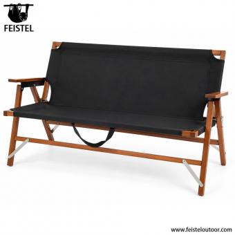 Chaise de camping Loveseat pliante pour deux en bois de hêtre