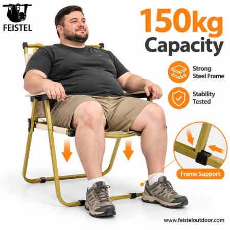 Chaise de camping de plage portable – Chaise pliante en acier au carbone et Oxford, capacité de 150 kg 