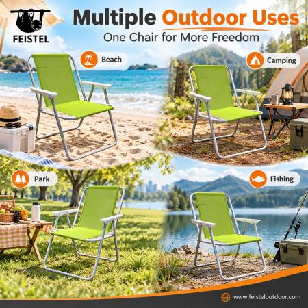 Chaise de plage et de camping portable – Chaise pliante de 1,8 kg, capacité de 150 kg, hauteur d'assise de 37 cm 