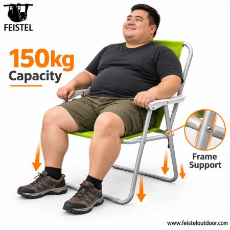 Chaise de plage et de camping portable – Chaise pliante de 1,8 kg, capacité de 150 kg, hauteur d'assise de 37 cm 