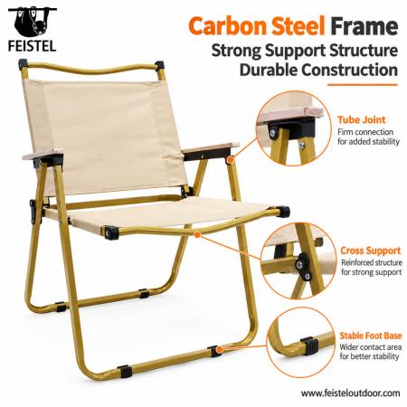 Chaise de camping de plage portable – Chaise pliante en acier au carbone et Oxford, capacité de 150 kg 
