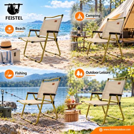 Chaise de camping de plage portable – Chaise pliante en acier au carbone et Oxford, capacité de 150 kg 