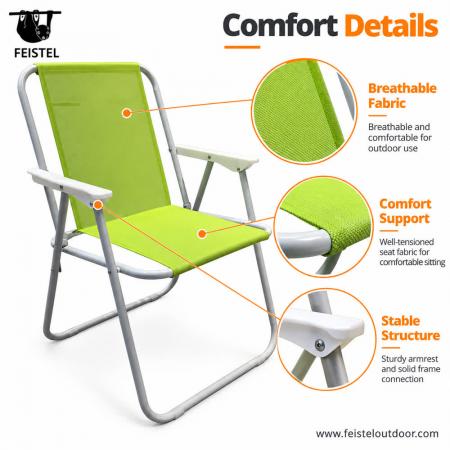 Chaise de plage et de camping portable – Chaise pliante de 1,8 kg, capacité de 150 kg, hauteur d'assise de 37 cm 