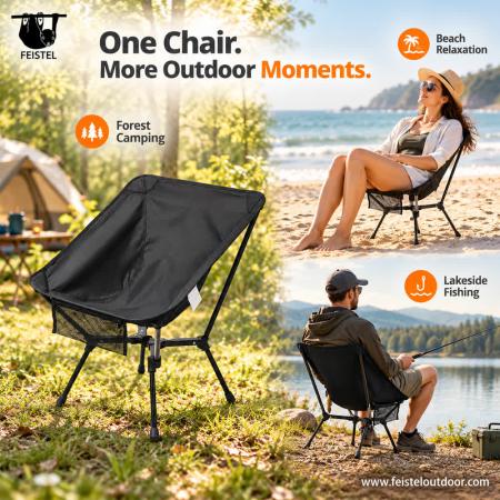 Chaise de camping pliante compacte – Chaise repliable en aluminium 7075 1,27 kg, capacité de 150 kg 