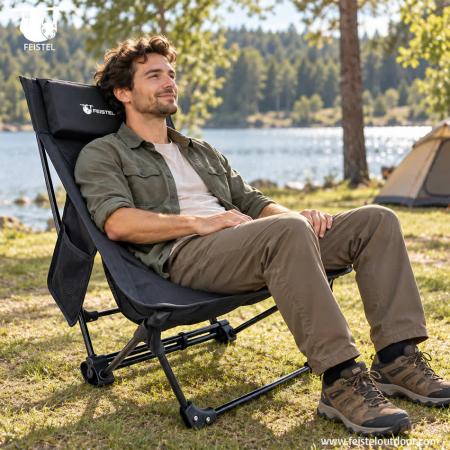 Fauteuil de camping inclinable à bascule XL | Aluminium 1,75 kg 150 kg | FEISTEL 